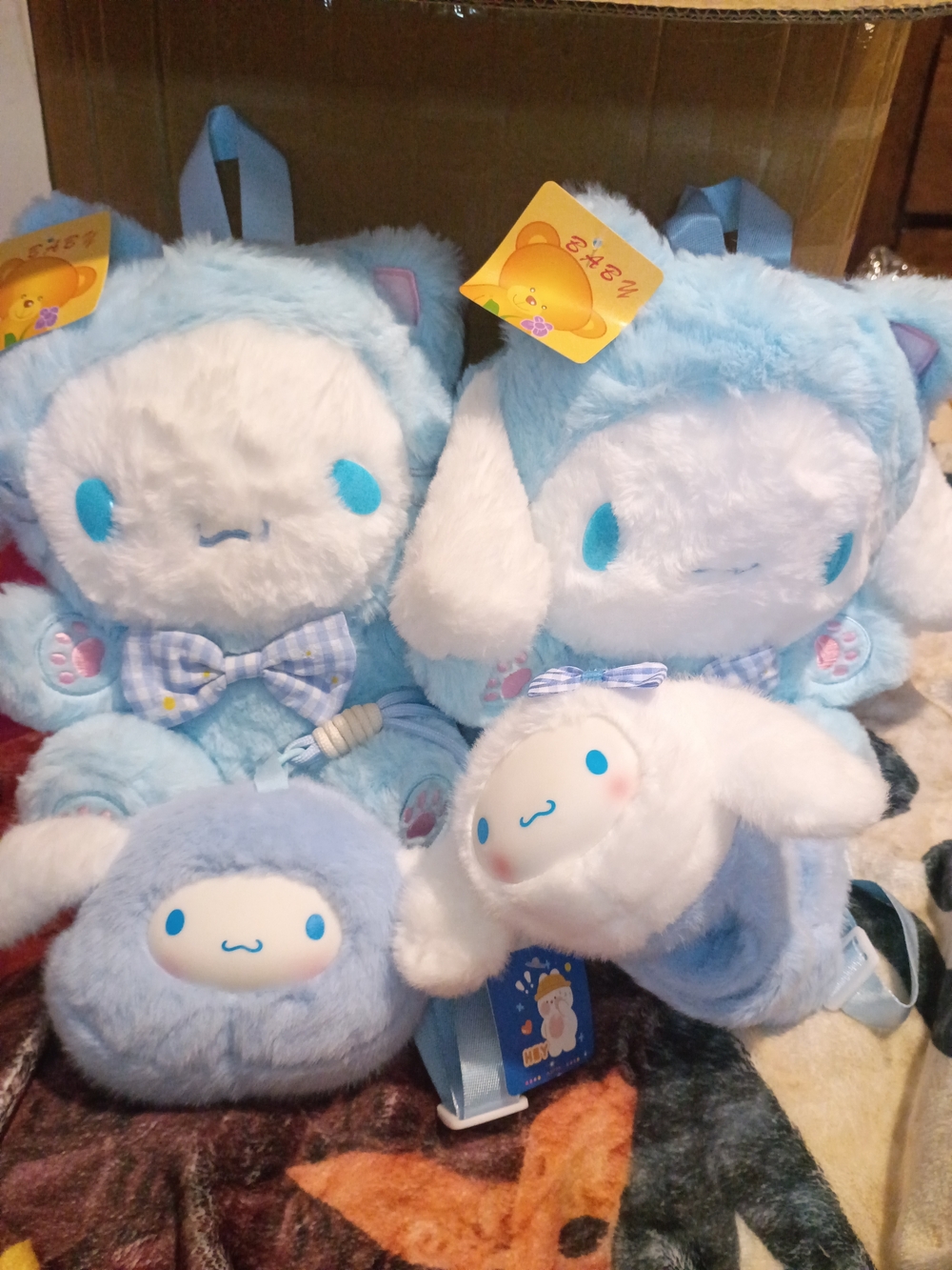 Plush Blue Bunny Shoulder Bag with Cute Face - Kids Toys